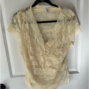 Apt 9 large yellow lace blouse with matching tank underneath